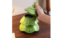 Stackable Coaster Tree Multi-Functional Ceramic Christmas Tree Figurine Space Saving Tabletop Ornament for Entryway