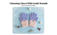 Cold-Proof children's Five-Finger Gloves Soft and Comfortable Cartoon Face Warm Gloves Elastic Fit for Boys, Girls, Cycling, Playing, Hiking