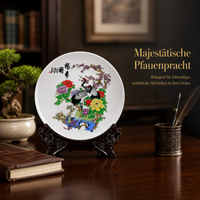 Jingdezhen Ceramic Decorative Plate with Stand, 10-inch, Hand-Painted Mountain Spring Design for Home and Office Decor