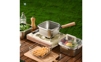 Flat Bottom Deep Fryer Pot with Oil Draining Rack Detachable Square Deep Fryer Pot Small Cookware Compact for Camping