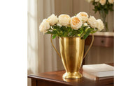 Brass Vase with Handles Metal Handled Flower Vase Ornate Urn for Table Centerpiece