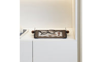 Tabletop Storage Tray Ribbed Tray with Wooden Handles Wavy Organizer for Living Room