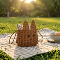 Creature-Ear Basket Decorative Rattan Hand Basket Portable Handle