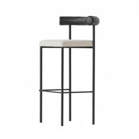 Industrial Look Upholstered High Stool with Backrest Designer Design Bar Chair Modern Minimalist Home Furniture Sturdy Base for Design Enthusiasts, Homeowners, Restaurant Owners, Kitchen Island, Counter, Cafe, Dining Room