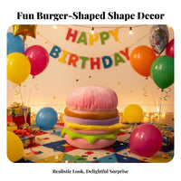 Velvety Hamburger Seat Double-Function Storage Ottoman Multi-Functional
