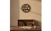 Wood-Look Cat Wall Clock Rustic Wall Clock with Arabic Numerals Vintage Pastoral for Book Lovers, Living Room, Reading Corner, Home Office
