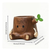 Wooden Pen Holder Solid Wood Stump Pen Holder Wooden Desk Organizer Carved Container Charming for Students, Office, Study