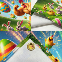 Easter Party Backdrop Bright Print Easter Photography Backdrop Large Size Bunny Bunny Party Background for Photographers, Parents, Home, Infant Shower