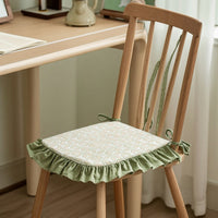 Chair Cushion with Ties Square Ruffled Chair Pad Sponge Seat Cushion Printed Bedding Decorative for Dining Chairs, Kitchen