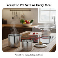 Multi-Purpose Deep Fryer Pot with Basket Easy to Clean Stainless Steel Fryer Pot Induction Compatible Pork Grease Keeper Rapid Heat Conduction