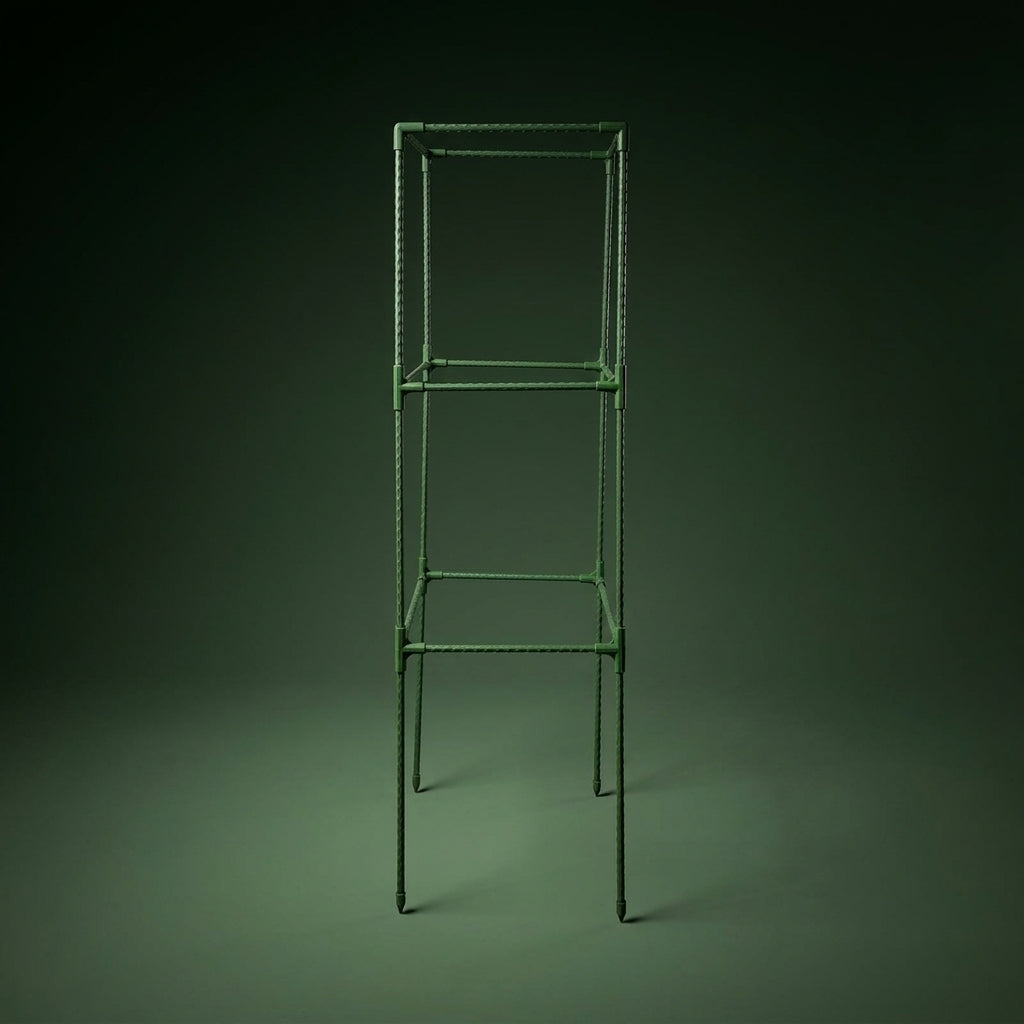 Garden Trellis for Climbing Plants and Outdoor Plants, Sturdy Metal Garden Support and Tomato Cage, Square Three-Tier Design, Green Decoration