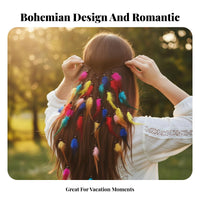 Boho Feather Headpiece Handmade Colorful Feather Headband Hippie Hair Accessory Adjustable Headdress Vintage Inspired for Travel
