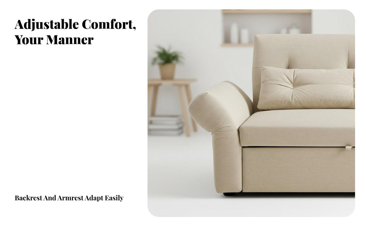 textile Sofa with Side Pockets Modern Design Couch Space-Saving Household Furniture for Apartment Dwellers, Small Families, Living Room, Lounge Area