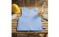 White Edging Blue Tie-Front Cooling Vest Rounded Neckline Water-Activated Cooling Vest