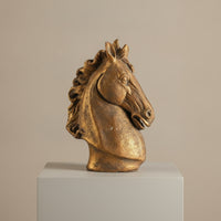 Horse Heads Sculpture with Base Freestanding Horse Heads Sculpture Equestrian Horsehead Carving Statue for Console