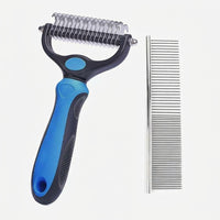 Cat Brush and Dog Brush for Long Hair, Stainless Steel Detangling Comb for Knots and Mats, Self Cleaning Steel Pet Tool for Small Dogs, 2 Piece