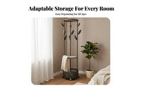 Cream finish Rolling Clothes Rack with Laundry Basket 2-in-1 Design Rolling Clothes Organizer Space-Saving Clothing Stand Quick Assembly for Home Organizers, Apartment Dwellers, Students, Small Spaces, Dorm Room, Entryway