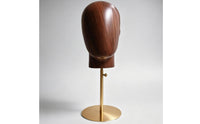 Freestanding Hairpiece Display Wooden-Grain Adjustable Display Head Stand Round Base