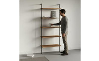 Minimalist Design Multi-Tier Storage Shelf Space Saving Wood and Metal Etagere Industrial Leaning Bookshelf for Living Room, Home Office, Bedroom