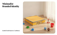 Fitted Cover Textile Sandbox Carry Handles Foldable Sandbox Rectangular Kids Sand Box Yellow and Gray for Children