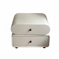 Modern Design Drawer Nightstand Scratch-Resistant Surface Rotating 2-Drawer End Table Formaldehydewithout Formaldehyde Bedside Cabinet Two-Tone Color Scheme for Homeowners, Apartment Dwellers, Families with Children, Bedroom, Guest Room, Whiteice