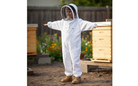Overall Garment Full-Body Suit with Hood Elastic Bee Suit with Head Netting for Children, Young People, Backyard Hives, Farms
