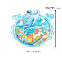 Raised Edge Inflatable Water Play Mat Clear Center Baby Water Play Mat Underwater Cartoon Graphics Waterproof Plastic for Babies, Crawling