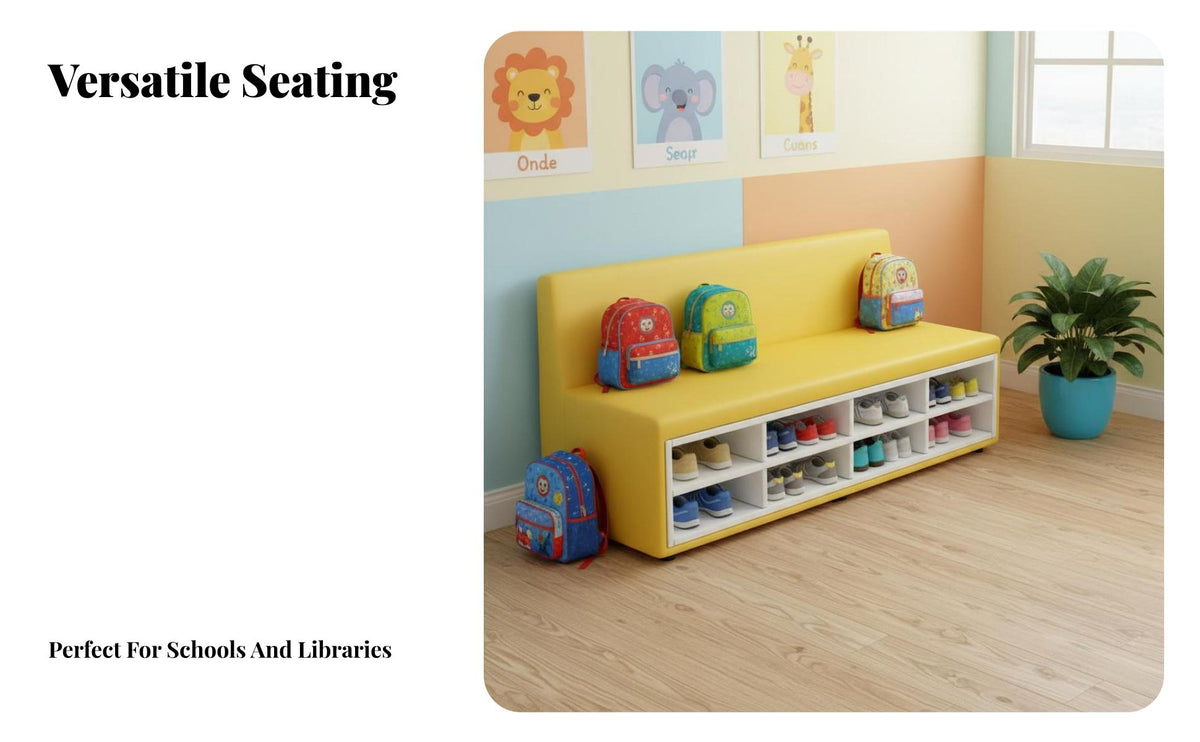 Upholstered Cubby Padded Seat Padded Seat Cushioned Cubby Rack Multi-Functional Storage children's Furniture for Kids, Kindergarten, Playroom