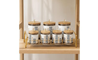 6 Pieces Ceramic Jars with Bamboo Lids Geometric Storage Jars   Cylindrical Storage Container   for Homeowners