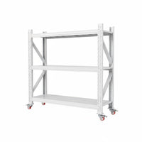 360° Swivel Casters Mobile Shelving Unit with Wheels Multi-Purpose Rolling Storage Rack High Weight Capacity Rolling Utility Shelf Easy Assembly for Warehouse, Workshop, Basement