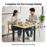 Easy to Clean Square Table with 4 Chairs Sturdy Frame 5-Piece Mealtime Set Long-Lasting Construction Dining Group Simple Design for Restaurant Owners, Apartment Dwellers, Breakfast Nook, Cafeteria, Kitchen, Small Living Areas