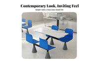 Cafeteria Table and Bench Set Steel Frame Sintered St Single Top Dining Unit Heavy-Duty School Cafeteria Table with Attached Seats for Employees