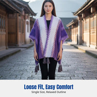 Mohair Shawl, Ethnic Poncho for Women, Warm Decorative Cape, Travel Wrap