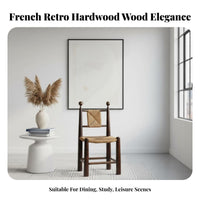 Vintage Inspired French design Woven Armchair Multipurpose Dining Seat Curved Armrests Single Seater Reinforced Frame for Design aficionados, Interior Decorators, Study Room, Bedroom, perusing corner, Entryway