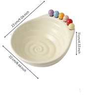 Fruit Fork Bowl Set Glossy Ceramic Fruit Bowl Ceramic Snack Dish Ribbed Interior Tableware Polished