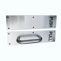 Thickened Stainless Steel Push Plate with Handle for Fire Doors