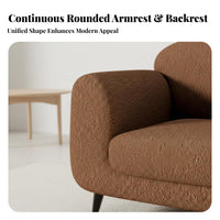 Wabi-Sabi Design Curved Teddy Armchair Nordic aesthetic Upholstered Barrel Chair Boucle Fabric Home Seating Ergonomic Backrest for Homeowners, Interior Designers, Living Room, studying corner, Lounge Area, Apartment
