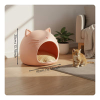 Cat Head Pet House Four-Season Use Feline Hideaway Bed Space Saving Enclosed Pet Bed for Cats, Small Dogs, Indoor