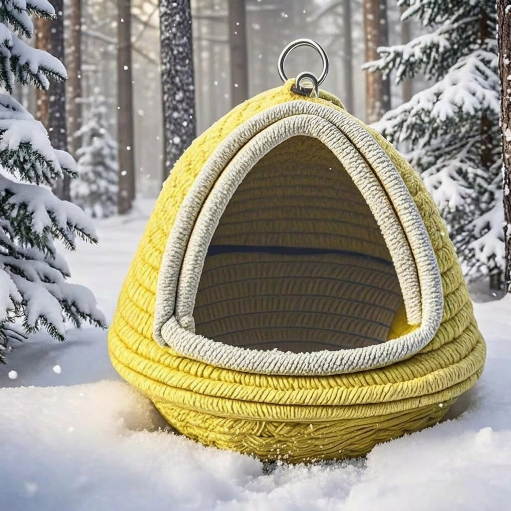 Handmade Bird Nest and Insulated Warmth Birds Nest, Cotton Rope Hanging Design for Parakeet and Lovebird, Cage Bed for Finch Canary