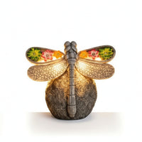 Dragonfly Outdoor Luminaire with Stone-Look Base Outdoor Sculpture Lamp Decor for Gardeners, Patio, Pathway