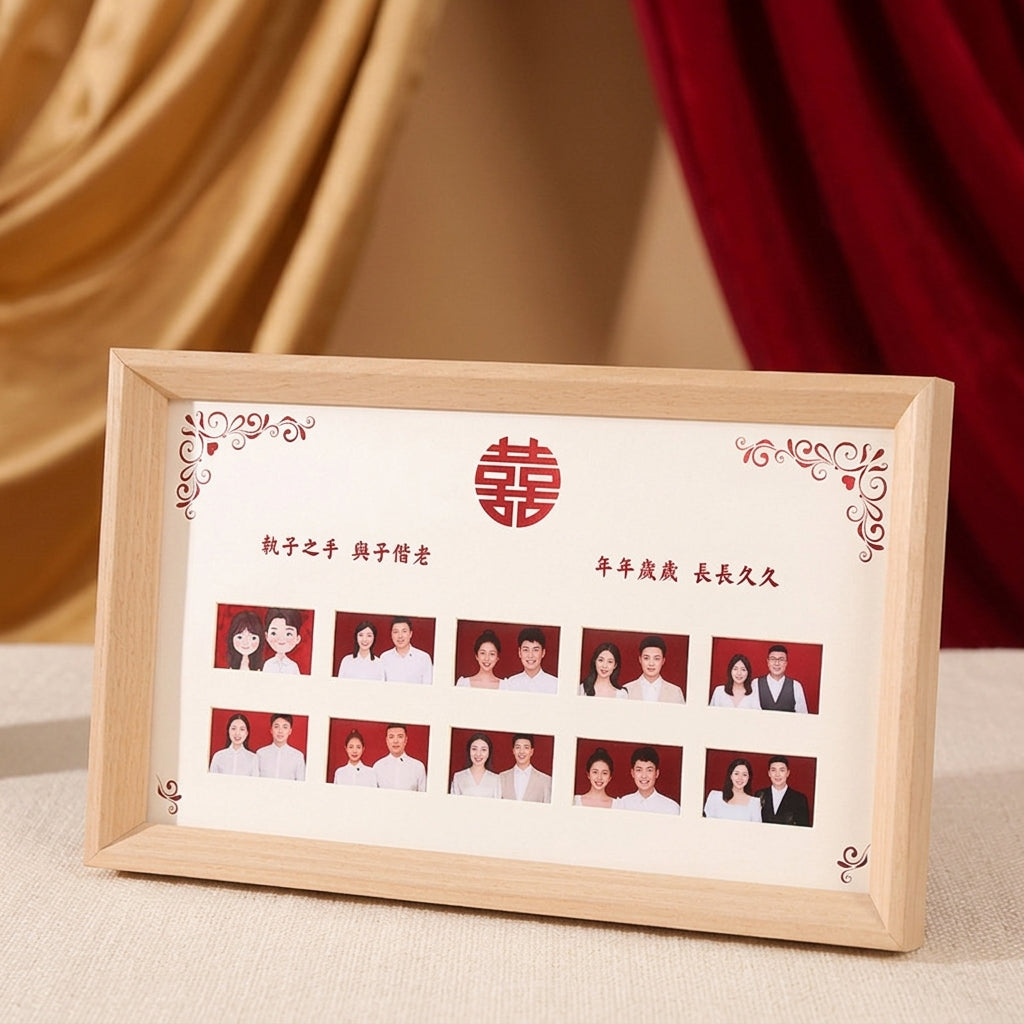 Wooden Photo Stand 2 Inches Holds 10 Photos Wedding Anniversary Photo Frame Tabletop Stylish