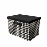 With Lid Lidded Houndstooth container Large Capacity Houndstooth Pattern Box foldable Storage Container Foldable for vehicles Owners, householders, Dormitory, Closet, Bedroom, Living Room