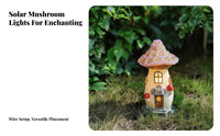 Solar Mushroom Lantern Automatic On/Off Solar Mushroom House Resin Fairy Outdoor Light for Patio, Balcony, Pathway