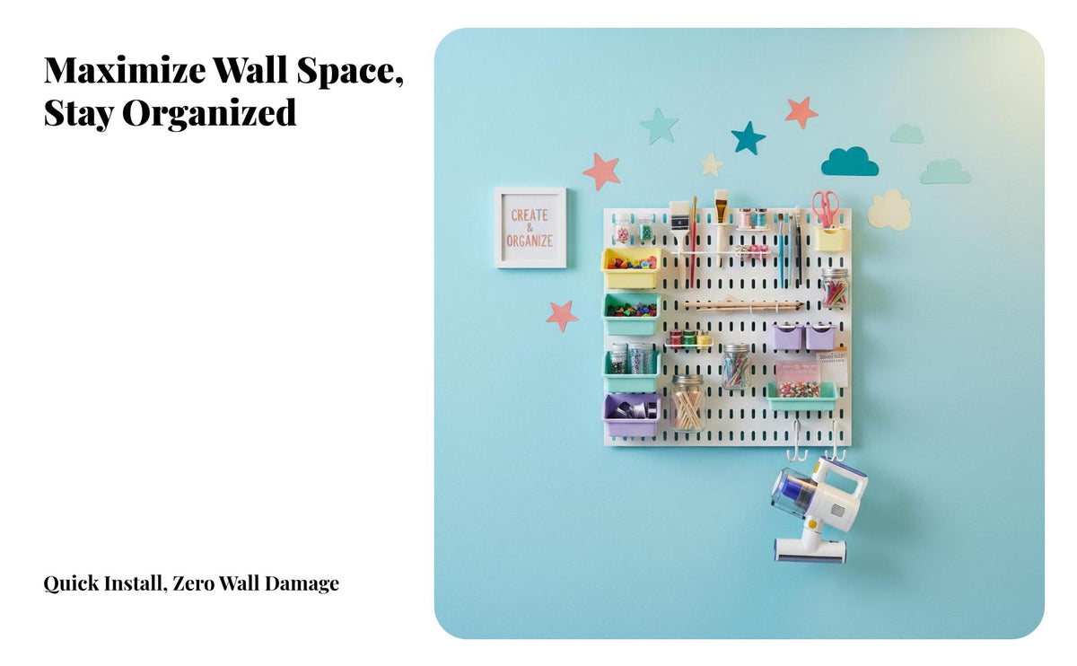 Wall Mounted Pegboard Space Saving Pegboard Panel Easy Installation Drill Storage Rack for Homeowners, Craftsmen, Workshop, Craft Room, Workbench
