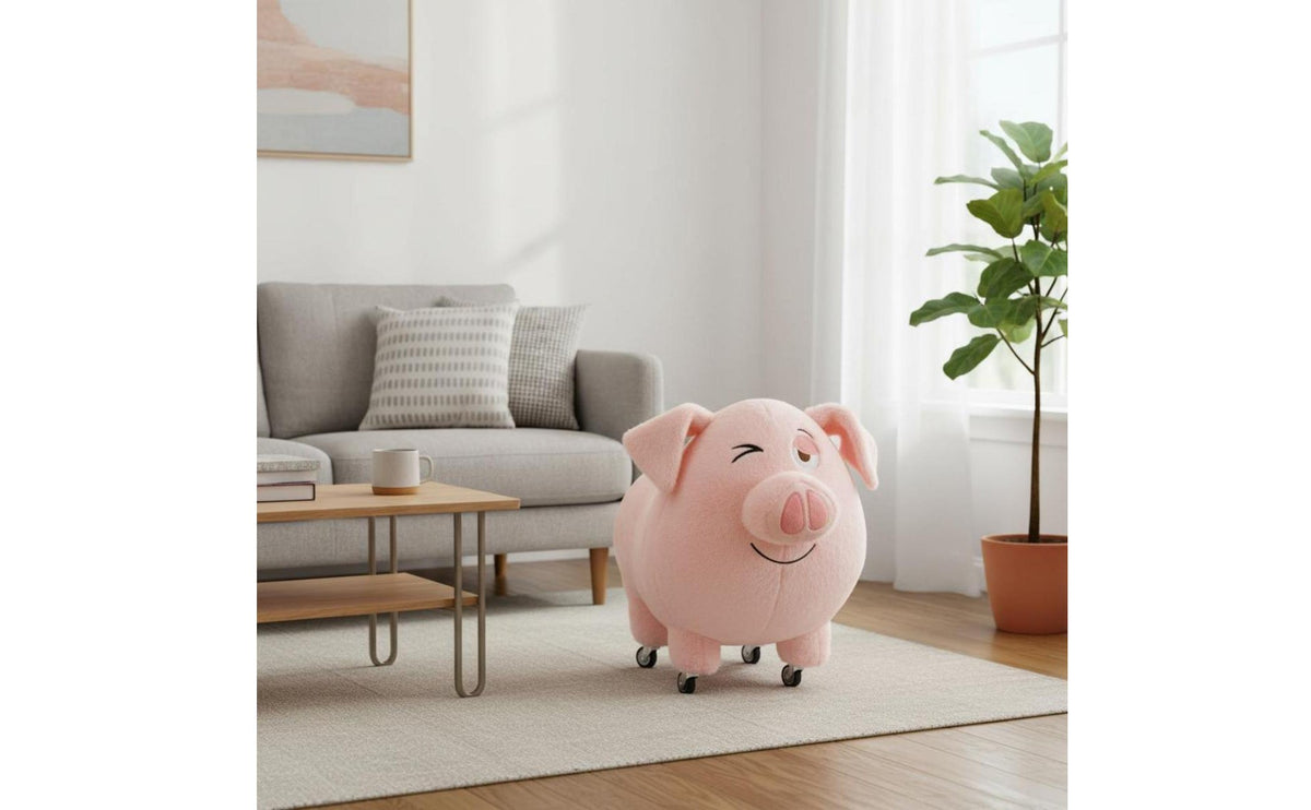 Cute Cartoon Design Pig Stool Soft Padded Seat Soft Pig Chair Multifunctional Creature Footrest Ottoman Easy to Clean for Children, Playroom, Nursery, Kindergarten