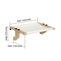Hanging Cat Bed Window Hammock, Foldable Wood Frame Indoor Perch Sturdy for Balcony or Floor, Hooks Over Windowsill Space Saving Furniture