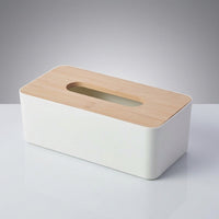 Tissue Paper and Facial Tissue Box Holder with Phone Stand, Modern Minimalist Style Desk Storage for Home Office, White Rectangular Tissue Box