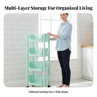 Multi-Tier Rolling Cart Space-Saving Rolling Storage Cart Mobile Shelving Unit Sturdy Multi-Tier Utility Trolley Easy Assembly