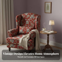 sturdy Wood Frame Upholstered high-rear armchair Vintage Design high-rear armchair Chair Jacquard Fabric Single Sofa Floral Pattern for Apartment Dwellers, Readers, Homeowners, Living Room, Bedroom, perusing alcove, Lounge Area