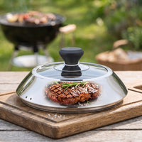 Domed Grill Dome Brushed Griddle Dome Compact Food Cover with Knob Versatile for Home Cooks